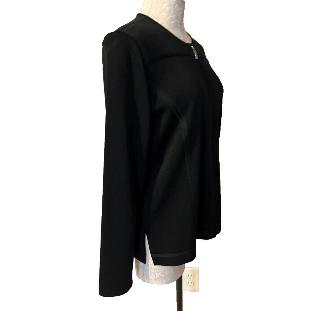 Misook Thin Cardigan Jacket Black S Small Zip Front Career Church Classic View 5